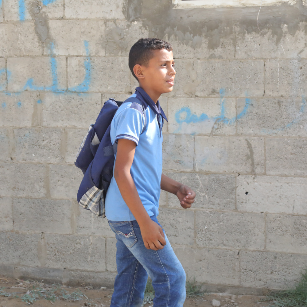 child walking to school